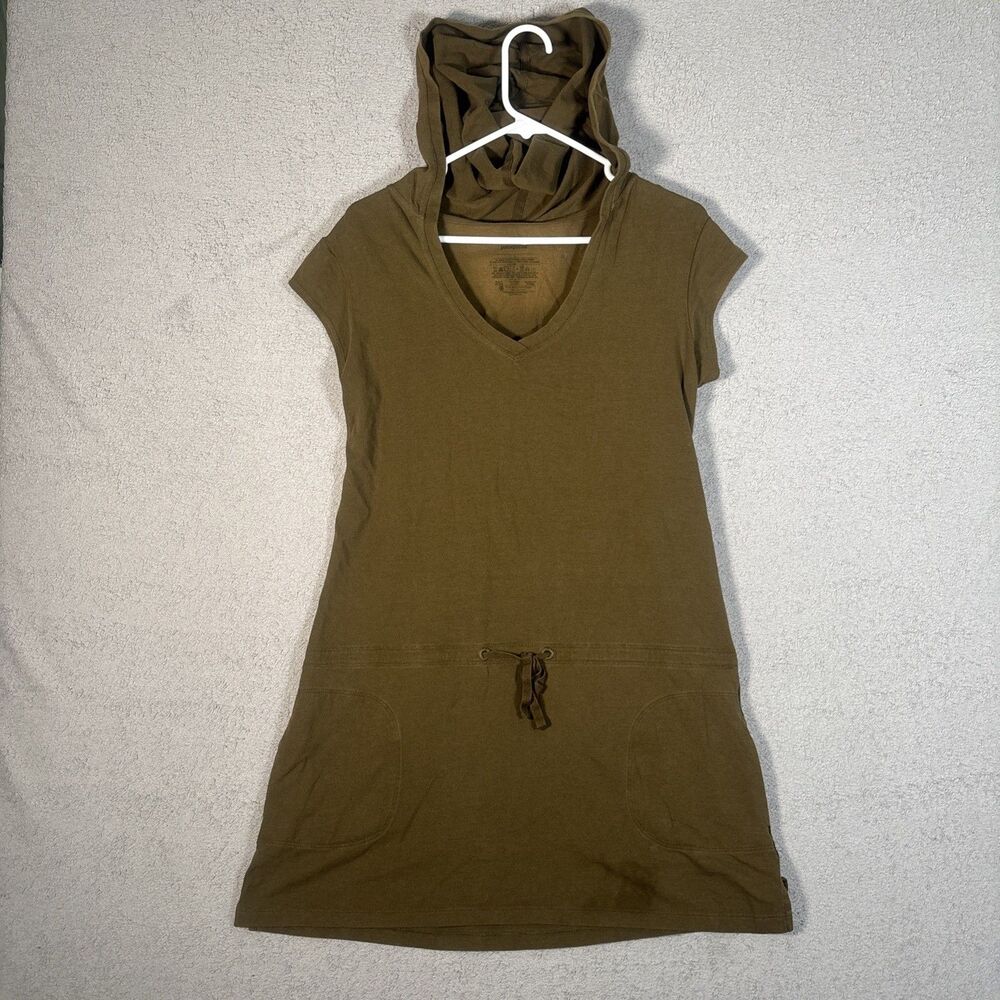 Patagonia Women’s Size L Mini Dress Hooded Cinch Tie Waist Olive Drab Green